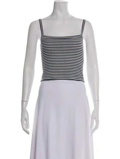 Pre-owned Réalisation Par Striped Square Neckline Crop Top In Blue/white