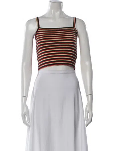 Pre-owned Réalisation Par Striped Square Neckline Crop Top In Multicolor