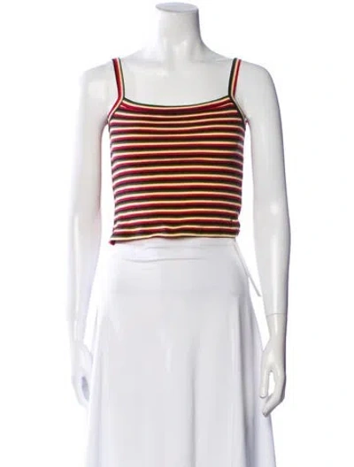 Pre-owned Réalisation Par Striped Square Neckline Crop Top In Yellow