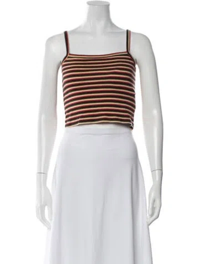 Pre-owned Réalisation Par Striped Square Neckline Crop Top In Yellow