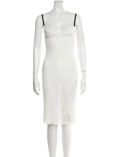 Pre-owned Réalisation Par V-neck Knee-length Dress In White