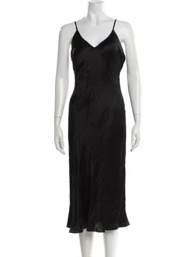 Pre-owned Réalisation Par V-neck Midi Length Dress In Black