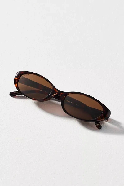 Reality Eyewear Velvet Kitten Slim Oval Sunglasses In Brown