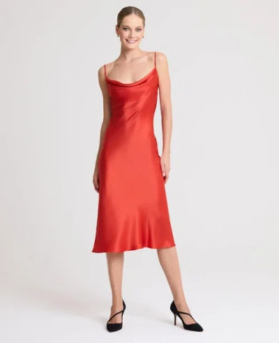 Really Wild Clothing Beatrice Silk Satin Bias Cut Slip Dress In Red