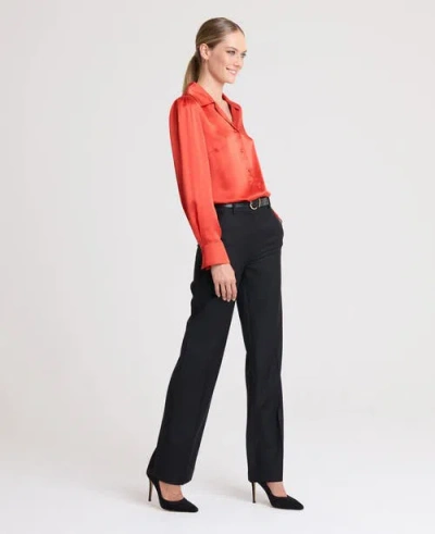Really Wild Clothing Beatrice Silk Satin Collar Shirt In Red