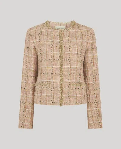 Really Wild Clothing Cece Check Boucle Jacket In Nude