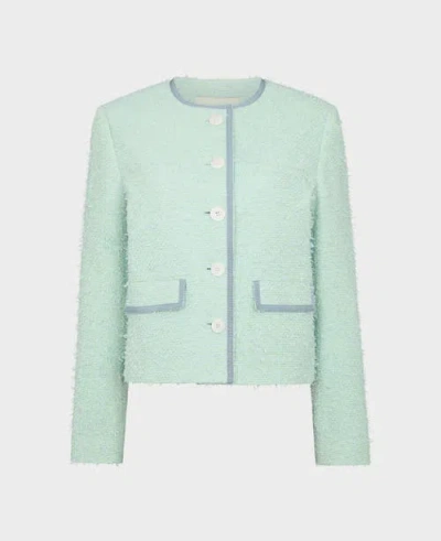 Really Wild Clothing Charlotte Cotton Blend Braided Boucle Jacket In Blue