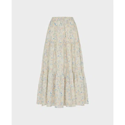 Really Wild Clothing Denny Cotton Tiered Maxi Skirt In Neutral