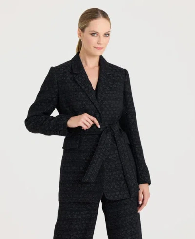 Really Wild Clothing Diana Sparkle Tie Belted Jacket In Black