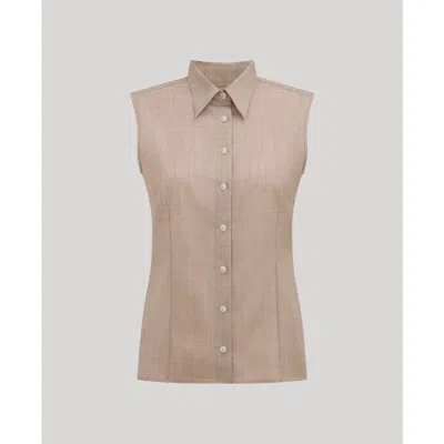Really Wild Clothing Diane Sleeveless Wool Shirt In Taupe