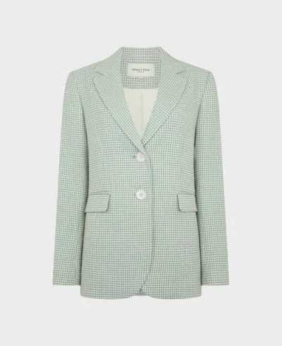 Really Wild Clothing Egerton Cotton Silk Blend Houndstooth Jacket In Blue