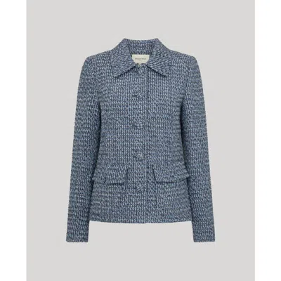 Really Wild Clothing Elinor Short Bouclé Jacket In Blue