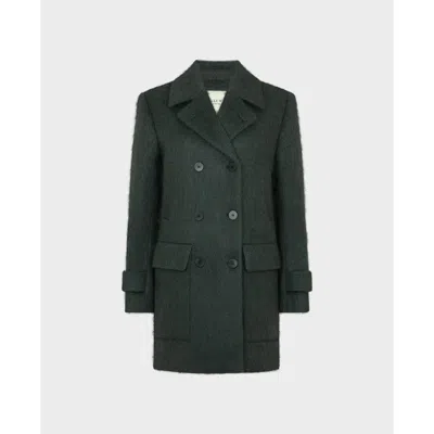 Really Wild Clothing Emma Mohair Pea Coat In Black
