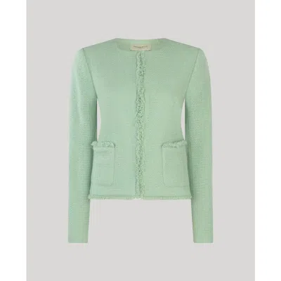 Really Wild Clothing Gabrielle Cropped Wool Boucle Jacket In Green