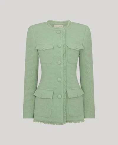 Really Wild Clothing Gabrielle Wool Boucle Longline Jacket In Green