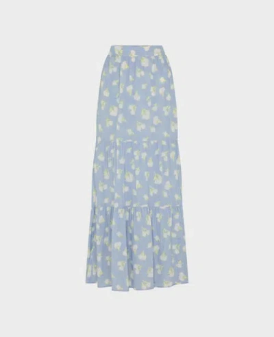 Really Wild Clothing Holt Printed Viscose Wrap Skirt In Blue