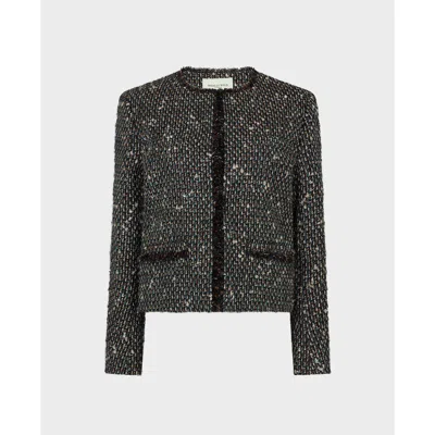 Really Wild Clothing Isabella Cropped Wool Blend Boucle Jacket In Gold
