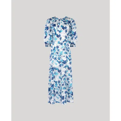 Really Wild Clothing Ivy Silk Cotton Tea Dress In Navy Floral
