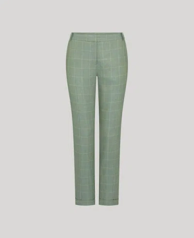 Really Wild Clothing Jackie Wool Silk Turn Up Trousers In Green