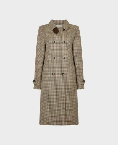 Really Wild Clothing Orwell Check Trench Coat In Green