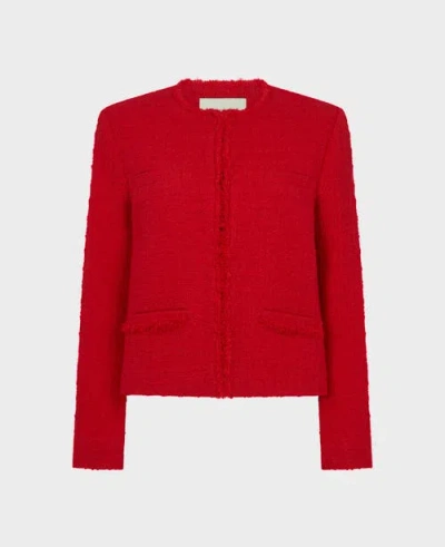 Really Wild Clothing Pauline Cropped Wool Blend Boucle Jacket In Red