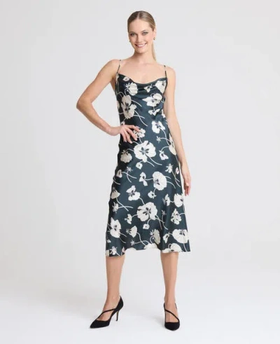 Really Wild Clothing Print Silk Satin Bias Cut Slip Dress In Multi