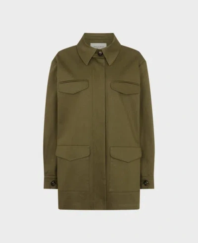 Really Wild Clothing Sarah Utility Cotton Twill Jacket In Green