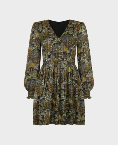 Really Wild Clothing Sienna V-neck Pleated Dress In Multi