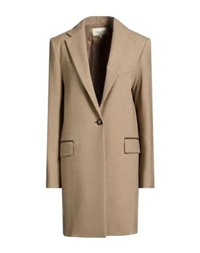 Really Wild Woman Coat Beige Size 12 Polyester, Virgin Wool, Elastane In Brown