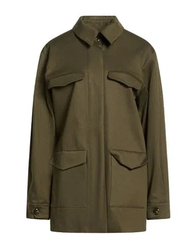 Really Wild Woman Coat Military Green Size 4 Cotton In Animal Print