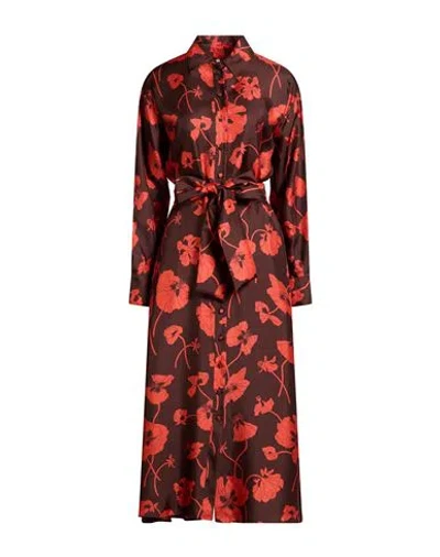 Really Wild Woman Midi Dress Chocolate Brown Size 6 Silk