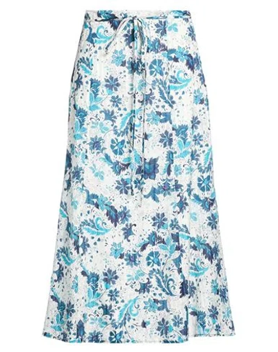 Really Wild Woman Midi Skirt Azure Size 12 Silk, Cotton In Blue