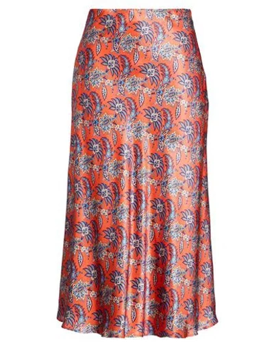 Really Wild Woman Midi Skirt Orange Size 2 Silk