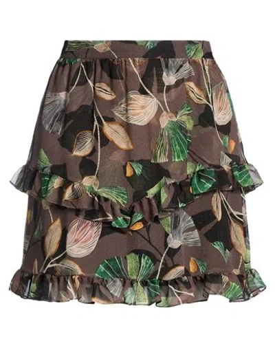 Really Wild Woman Mini Skirt Dark Brown Size 10 Silk, Polyamide