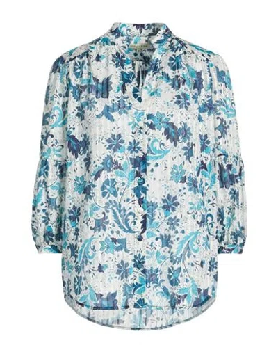 Really Wild Woman Shirt Deep Teal Size 12 Silk, Cotton In Blue