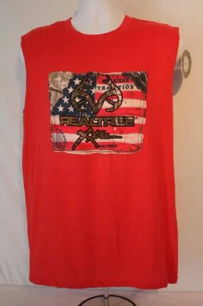 Pre-owned Realtree Mens Tank Top  Xtra Muscle T Shirt Medium Deer Hunting Camo Graphic Usa In Red