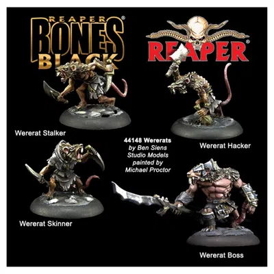 Reaper Miniatures Bones Bk Wererats Miniature Game - Pack Of 4