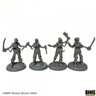 Reaper Miniatures Bones Black Skeletal Boarding Party Miniatures - 4 Piece In Gray