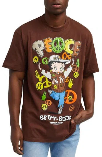 Reason Betty Boop Peace Graphic T-shirt In Brown