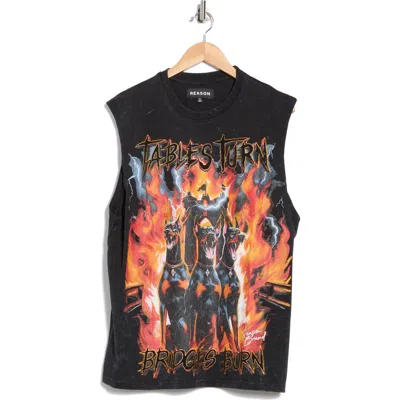 Reason Doberman Rhinestone Muscle T-shirt In Black