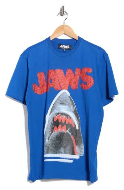 Reason Jaws Rhinestone Graphic T-shirt In Blue