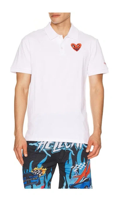 Reason Keith Haring Heart Polo In White