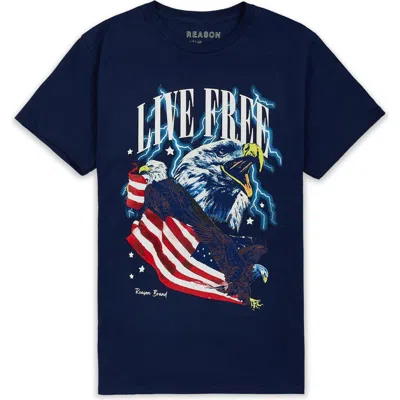 Reason Live Free Graphic T-shirt In Navy