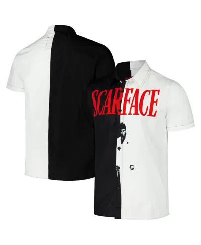 Reason Men's And Women's Black Scarface Split Woven Button-up Shirt