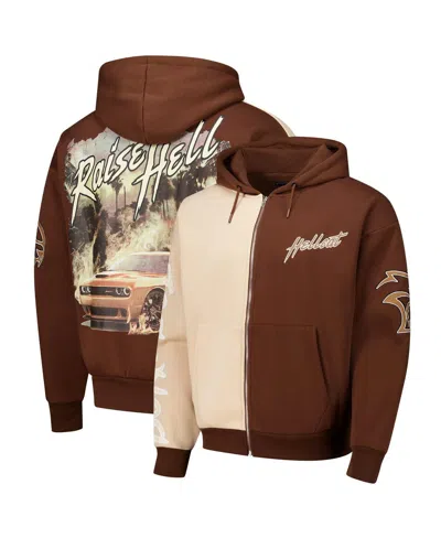 Reason Men's And Women's Cream/brown Dodge Hellcat Raise Hell Full-zip Hoodie In Cream,brown