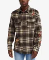 Reason Men's Botanic Embroidered Long Sleeves Overshirt In Brown