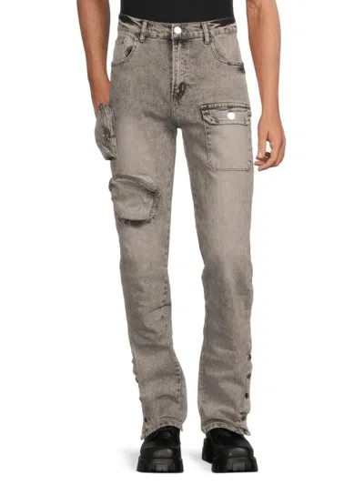 Reason Men's Robertson High Rise Cargo Jeans In Grey