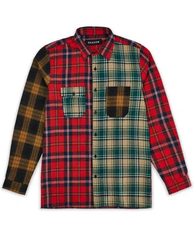 Reason Men's Split Flannel Long Sleeves Shirt In Multi