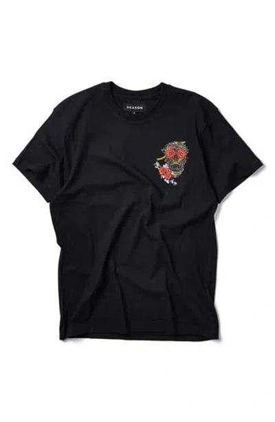 Reason Skull Flowers Graphic T-shirt In Black