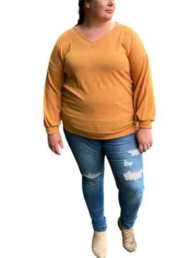 Reb And J Plus Sized V-neck Tunic Top In Orange